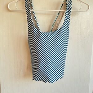 KIAVA Blue and White Diagonal Stripe Tankini